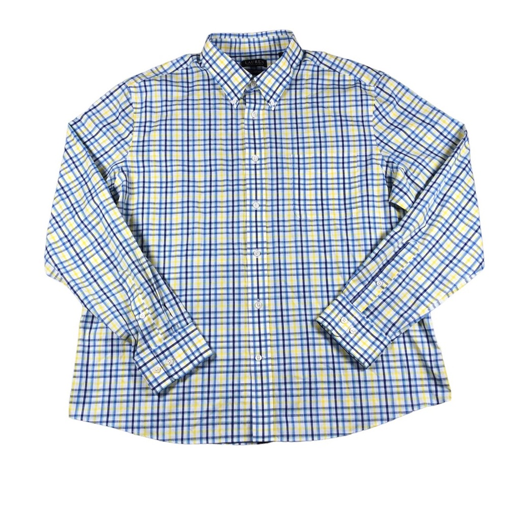 Lauren Ralph Lauren Black Label Shirt Men's XL Yellow Plaid Stretch Button Down